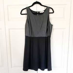 Olive & Oak black faux leather scoop neck sleeveless contrast dress